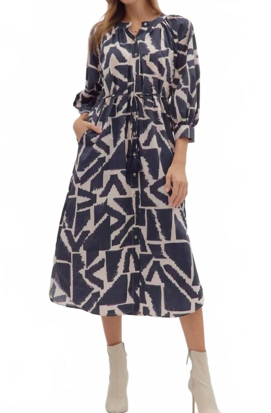 NEW ENTRO lauren midi dress in navy